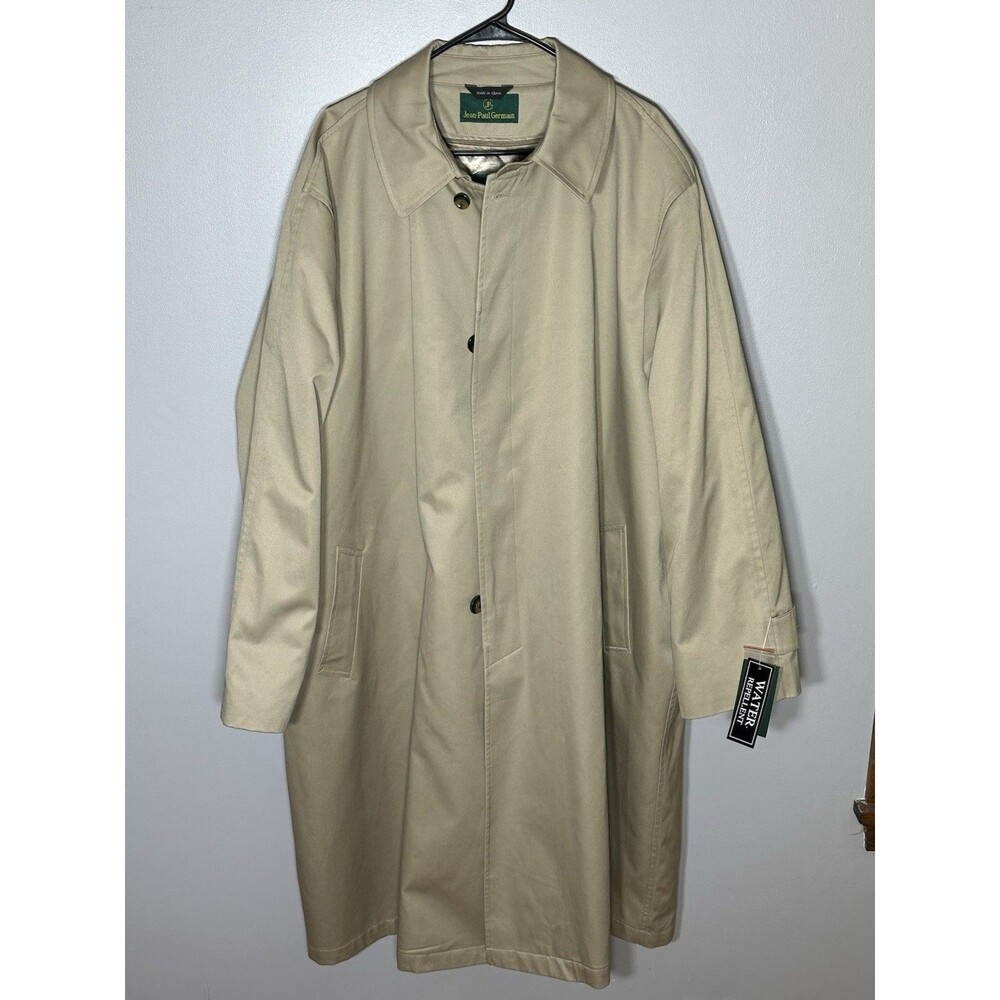 NWT Jean-Paul Germain Elements Trench Coat Mens 52R Beige Lined Water Repellent